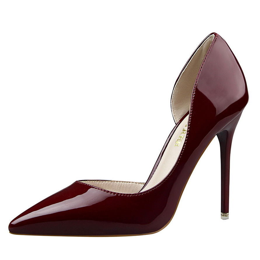 Womens Pumps Shoes Dorsay High Heels Pointed Toe Patent Leather - Snapitonline