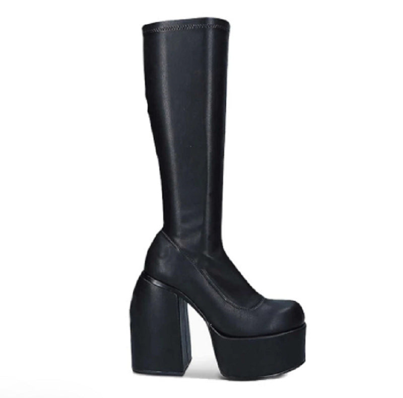 Women's Platform High Heel Boots Over The Knee Stretch Boots - Snapitonline
