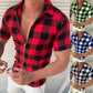 Plaid T Shirt Mens Zipper Short Sleeve - Snapitonline