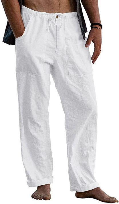 Men's Linen Casual Drawstring Loose Pants - Snapitonline