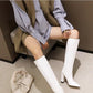 Pointed Super High Heel Thick Heel Snake Print High Boots Women Boots - Snapitonline