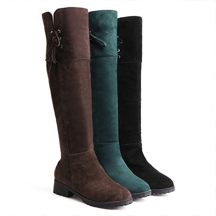 High-brushed Leather Boots Low-heel High Boots Martin Boots - Snapitonline