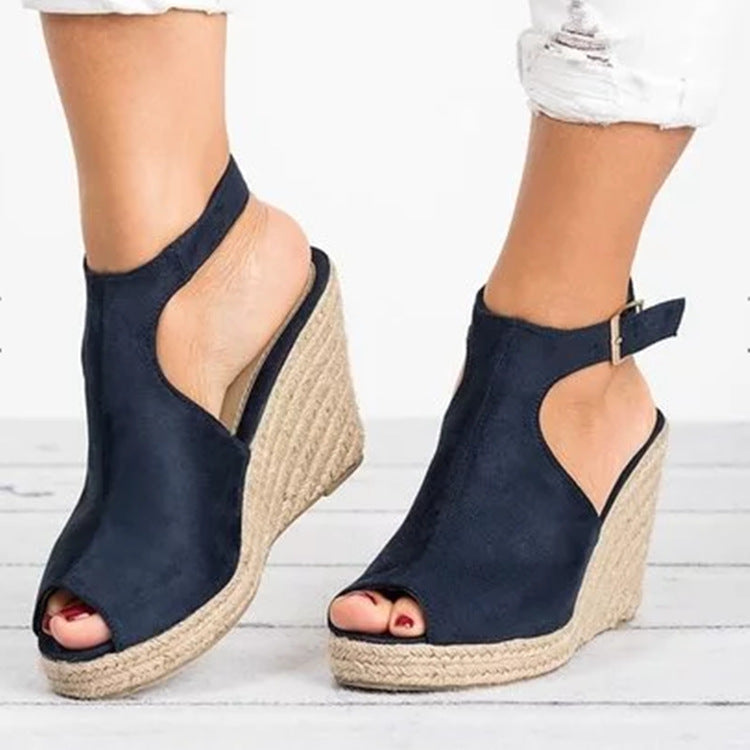 Women's Wedge High Heel Fish Mouth Roman Sandals - Snapitonline