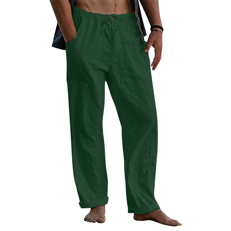 Men's Linen Casual Drawstring Loose Pants - Snapitonline
