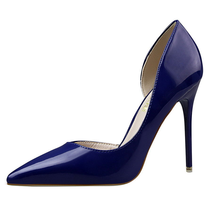 Womens Pumps Shoes Dorsay High Heels Pointed Toe Patent Leather - Snapitonline