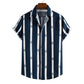 Simple Men's Short Sleeve Casual Shirt Striped Printed Shirt - Snapitonline