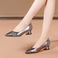 Thick Heels With Color Matching Low-heel Pointed Toe Shoes Women's Mid-heel - Snapitonline