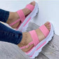 Platform Sports Women's Buckle Wedge Plus Size Beach Sandals - Snapitonline