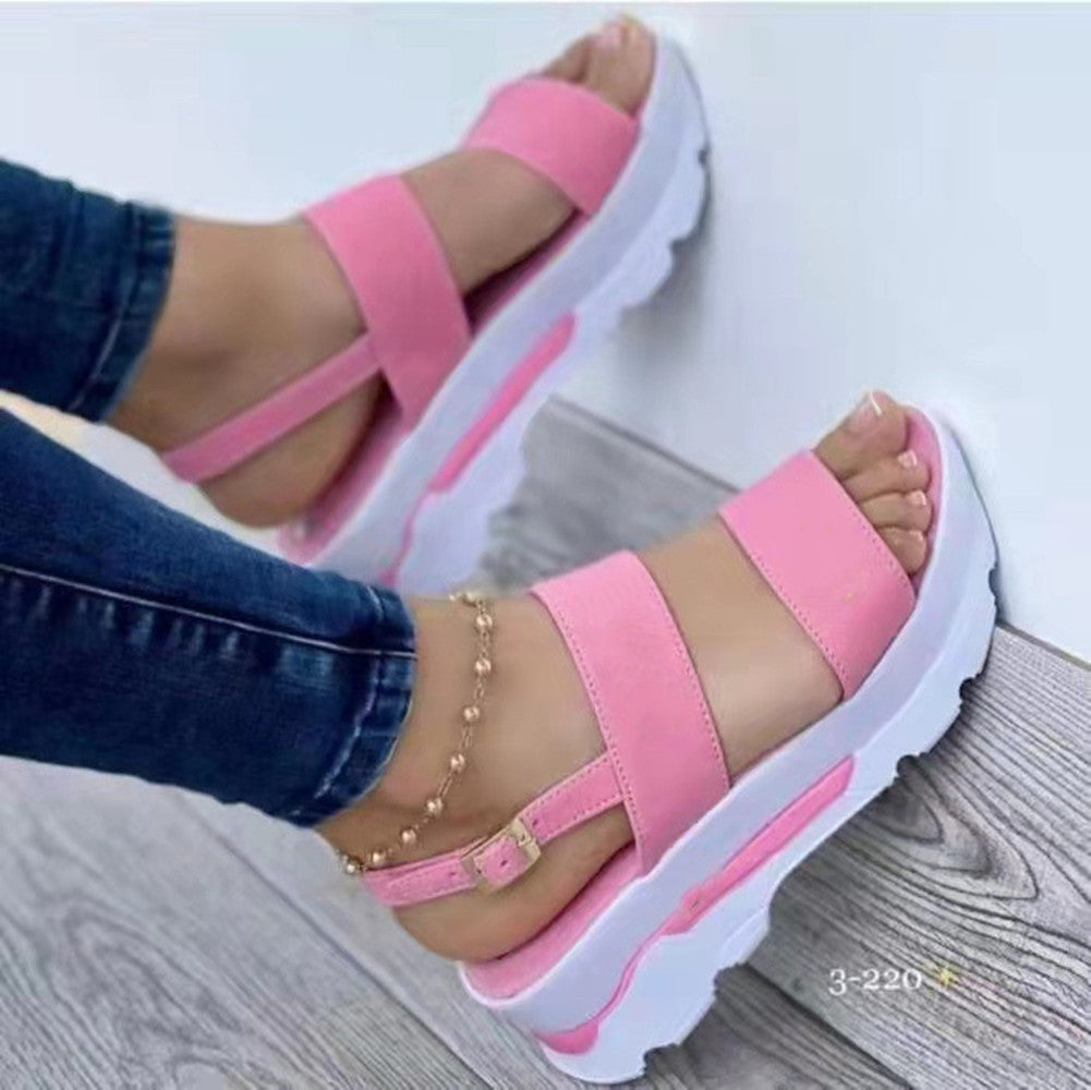 Platform Sports Women's Buckle Wedge Plus Size Beach Sandals - Snapitonline
