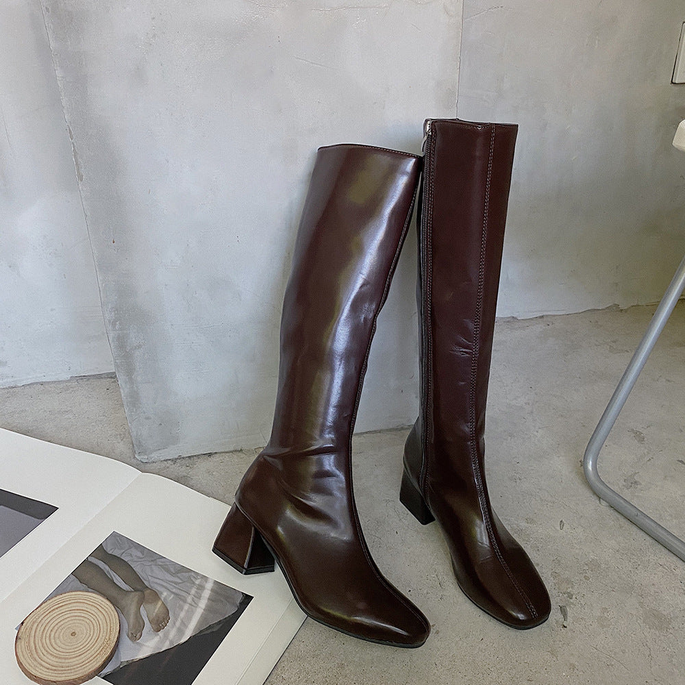 Small Thick Heel High Heel Rider Boots Net Red High Boots - Snapitonline