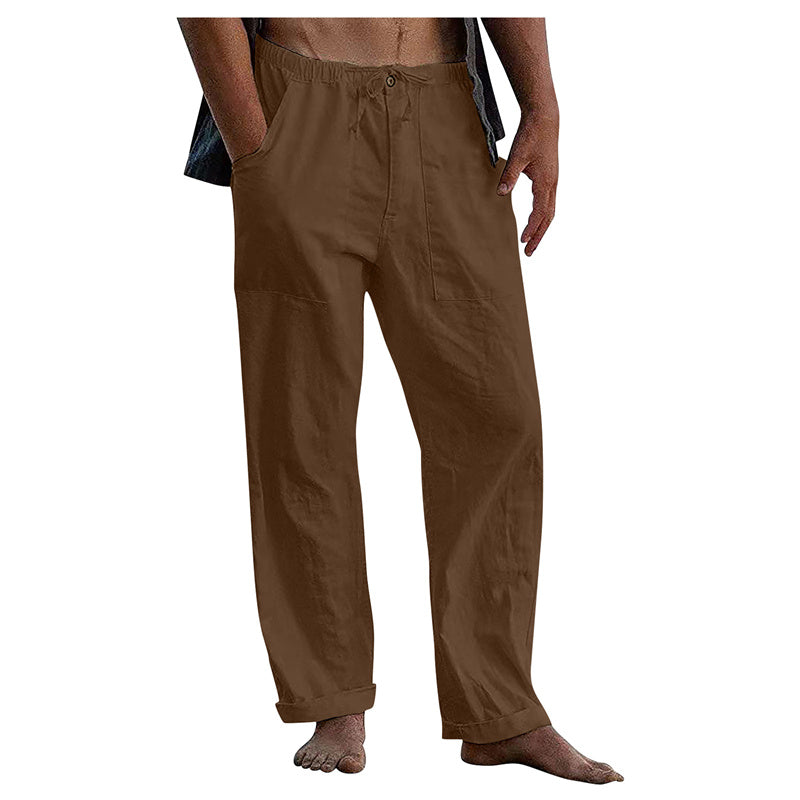 Men's Linen Casual Drawstring Loose Pants - Snapitonline