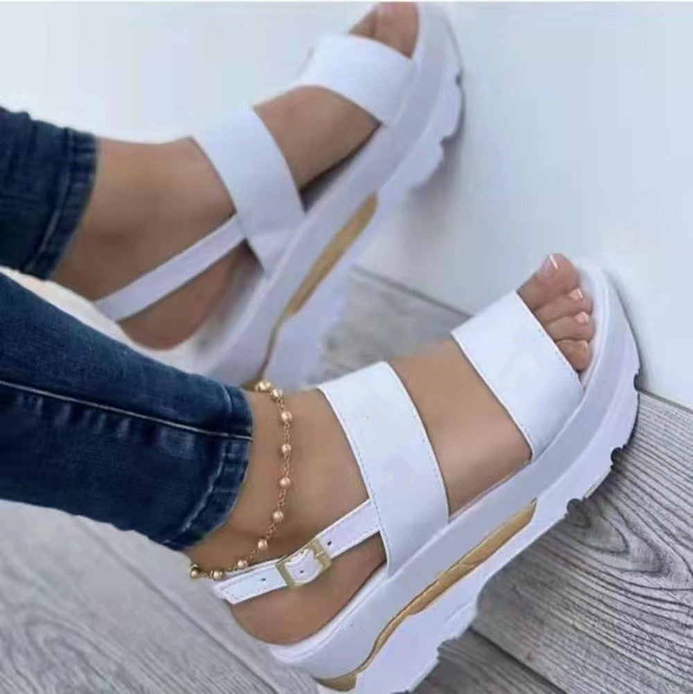 Platform Sports Women's Buckle Wedge Plus Size Beach Sandals - Snapitonline