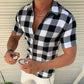 Plaid T Shirt Mens Zipper Short Sleeve - Snapitonline