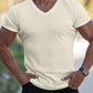 Men's Rib-knit V-neck Short-sleeve T-shirt