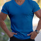 Men's Rib-knit V-neck Short-sleeve T-shirt