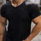Men's Rib-knit V-neck Short-sleeve T-shirt