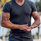 Men's Rib-knit V-neck Short-sleeve T-shirt