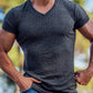 Men's Rib-knit V-neck Short-sleeve T-shirt