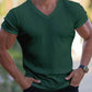 Men's Rib-knit V-neck Short-sleeve T-shirt