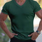 Men's Rib-knit V-neck Short-sleeve T-shirt