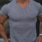 Men's Rib-knit V-neck Short-sleeve T-shirt