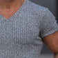 Men's Rib-knit V-neck Short-sleeve T-shirt