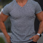Men's Rib-knit V-neck Short-sleeve T-shirt
