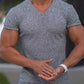 Men's Rib-knit V-neck Short-sleeve T-shirt