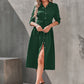 Womens temperament slim fit single breasted shirt dress