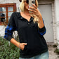 Women's Casual Plaid Panel Hooded Loose Top