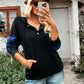 Women's Casual Plaid Panel Hooded Loose Top