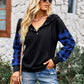 Women's Casual Plaid Panel Hooded Loose Top