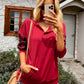 Women's Casual Plaid Panel Hooded Loose Top
