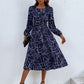Women's fashion print lace-up waist-length sleeve dress