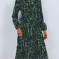 Women's fashion print lace-up waist-length sleeve dress