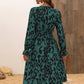Women's fashion print lace-up waist-length sleeve dress