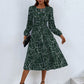 Women's fashion print lace-up waist-length sleeve dress