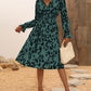 Women's fashion print lace-up waist-length sleeve dress