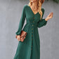 Waist slimming A-line skirt V-neck elastic sexy dress