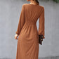 Waist slimming A-line skirt V-neck elastic sexy dress
