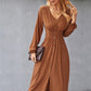 Waist slimming A-line skirt V-neck elastic sexy dress