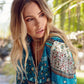 Women's Bohemian Print V-neck Long Sleeve Mixed-print Button-front Dress